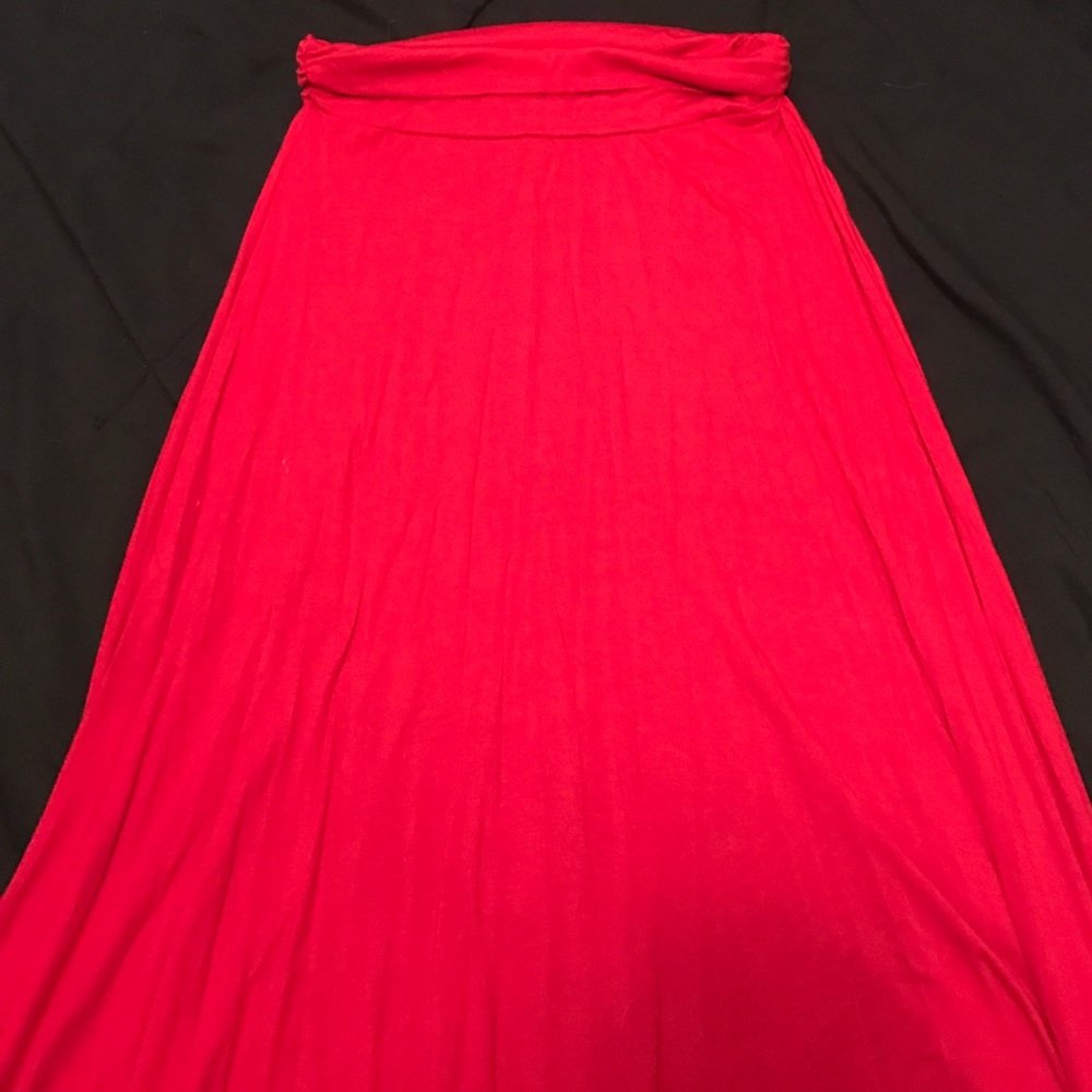 Red maxi skirt