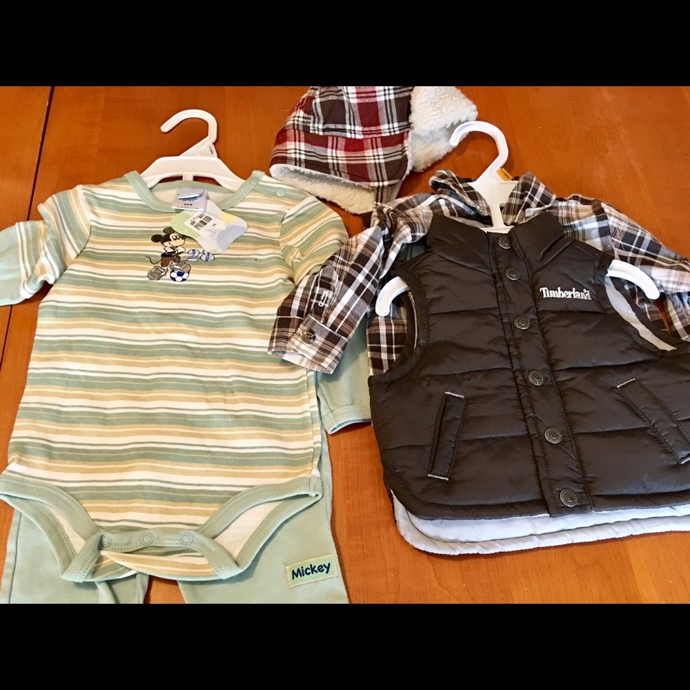 Disney Mickey Soccer + Timberland Vest Shirt NEW