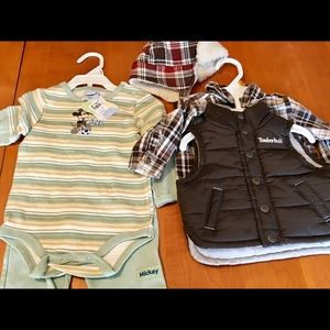 Disney Mickey Soccer + Timberland Vest Shirt NEW