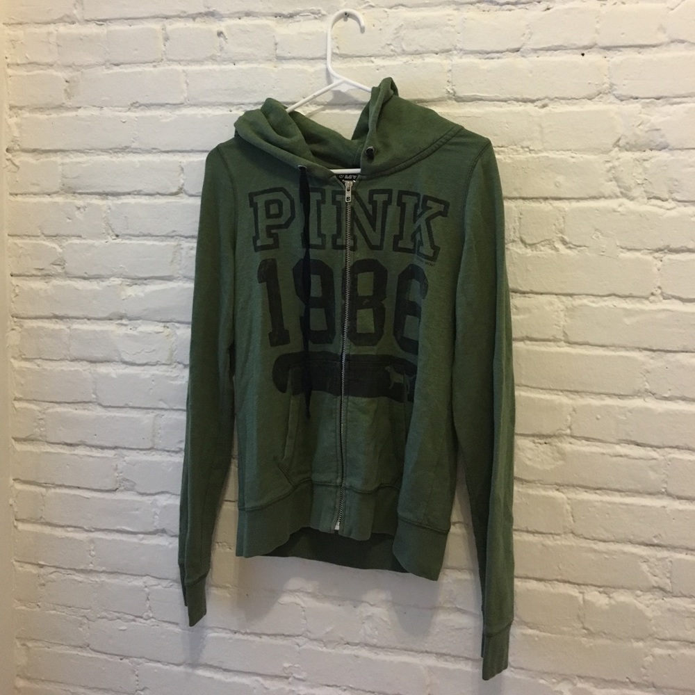PINK army green zip up