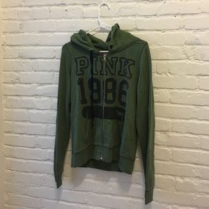 PINK army green zip up