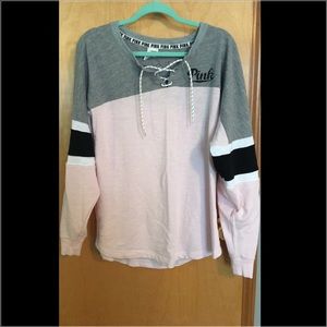 VS PINK LONG SLEEVE TOP SIZE L