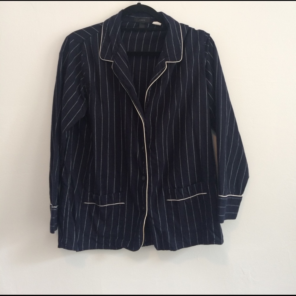 Navy/white flannel button up pajama top