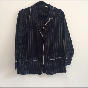 Navy/white flannel button up pajama top