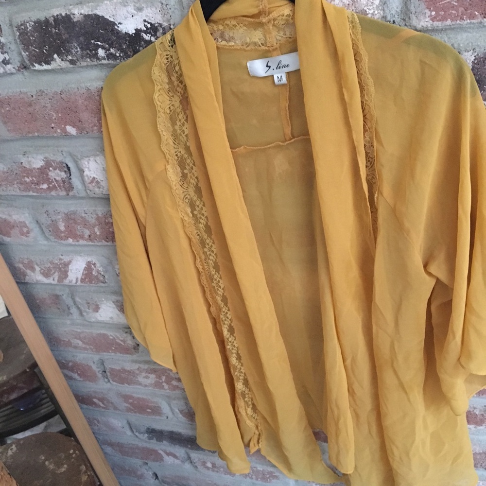 Mustard Lace Open Kimono