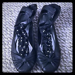 Black size 8 ballet ankle wrap shoes