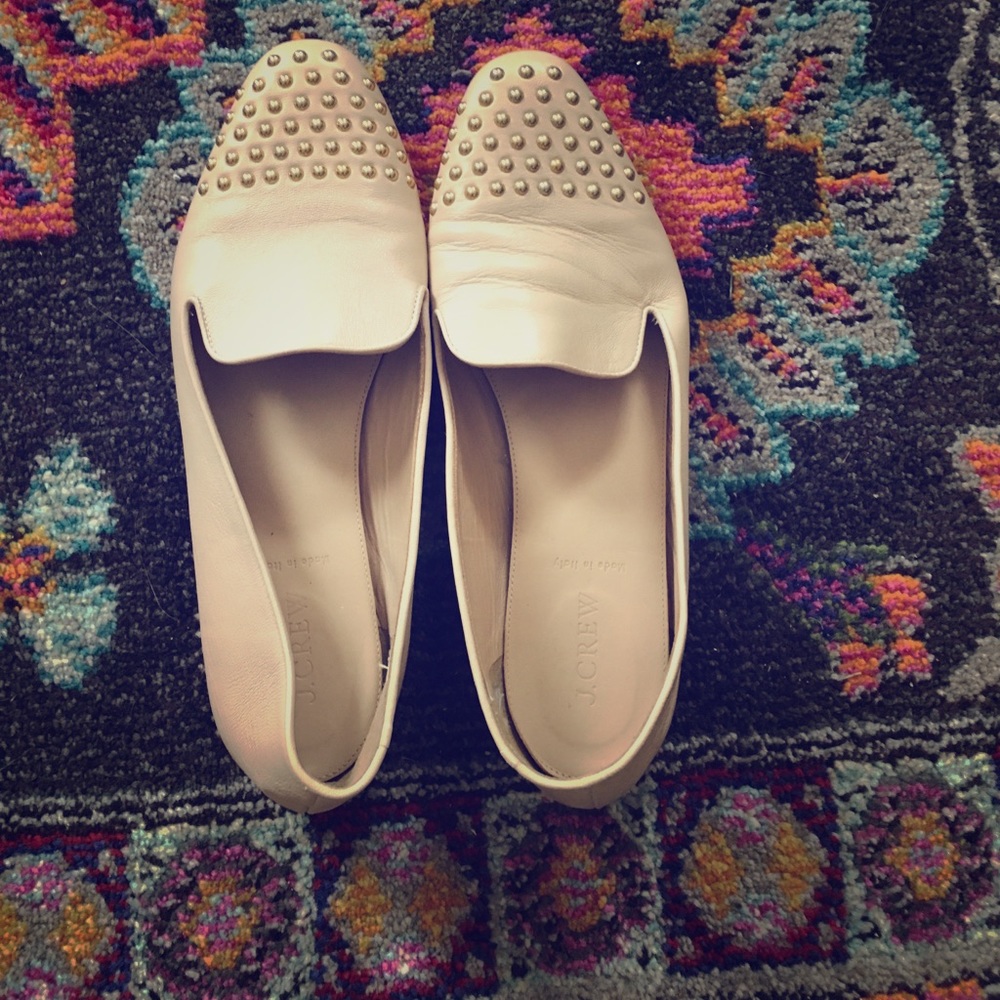 SOLD‼️ j. crew nude, gold studded flats, size 10