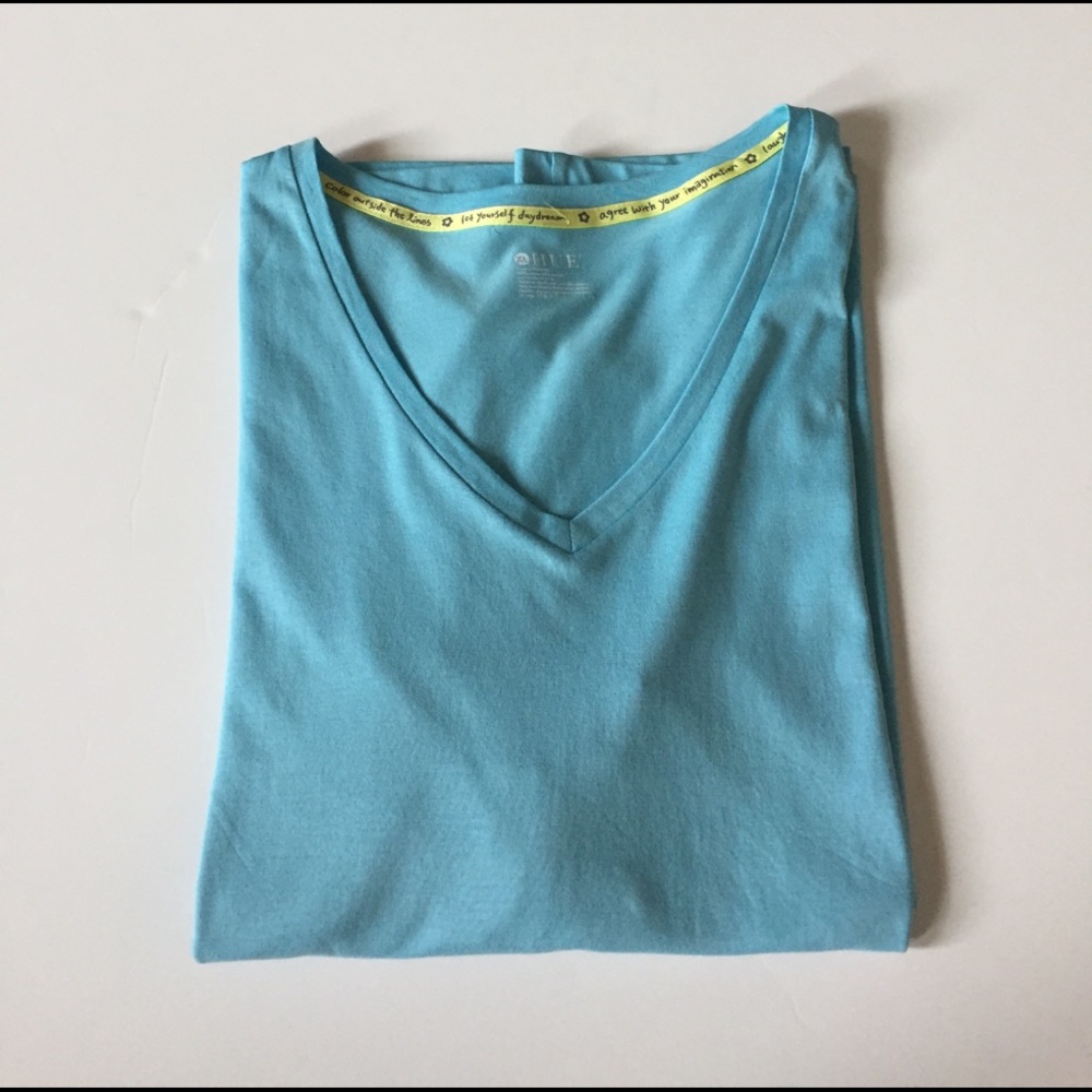 NWT HUE Blue Long Sleeved Sleep Shirt - Picture 1 of 8