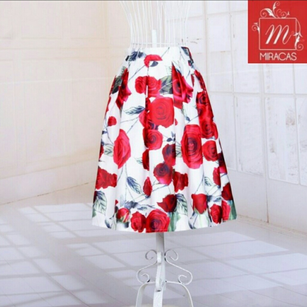 Pleated Rose Mini Skirt