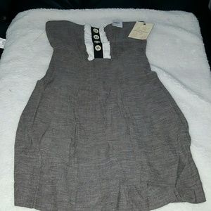 Grey mini dress with pockets.