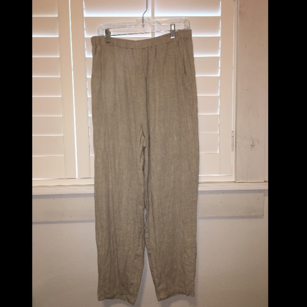 Beige Boho Flowy Pants, Size L
