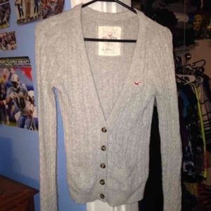 Grey hollister button up cardigan