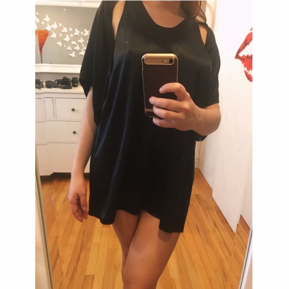 Alexander Wang silk black top with cut outs sz 0