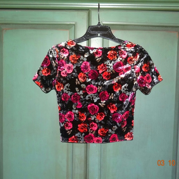 Forever 21 Floral Velvet Crop Top - Picture 2 of 3