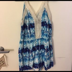 Charlotte Russe Blue & White Romper