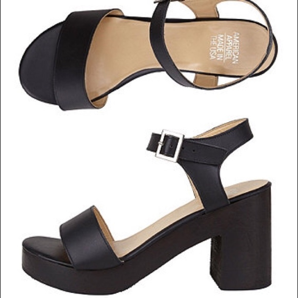 ISO American apparel black wooden sandals size 7