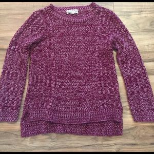 Dark purple/pink and white knitted long sweater