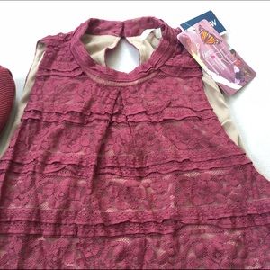 NWT Lacey boho mockneck sleeveless top