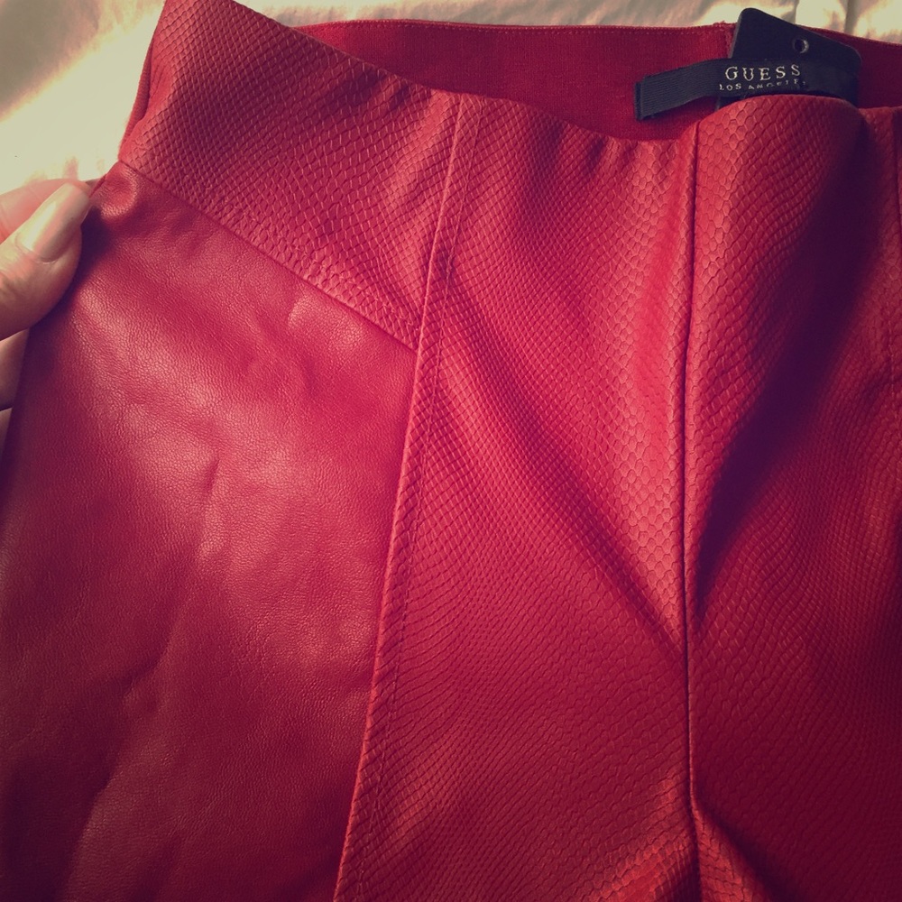 GUESS Red Leather Front Skinny Leg Pant - Size M