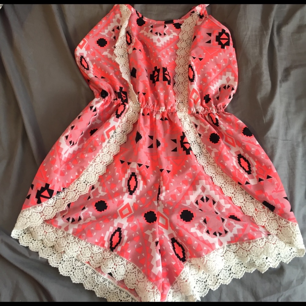 Pink print romper