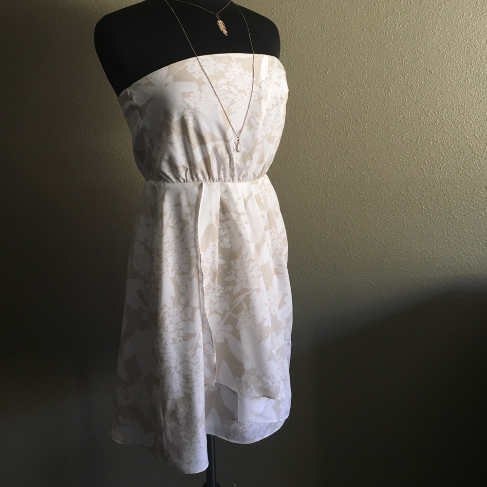 Strapless cream dress