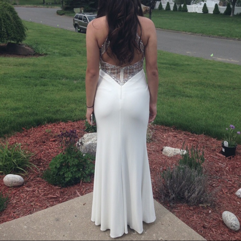 White Blush Prom Dress, elegant intricate beading