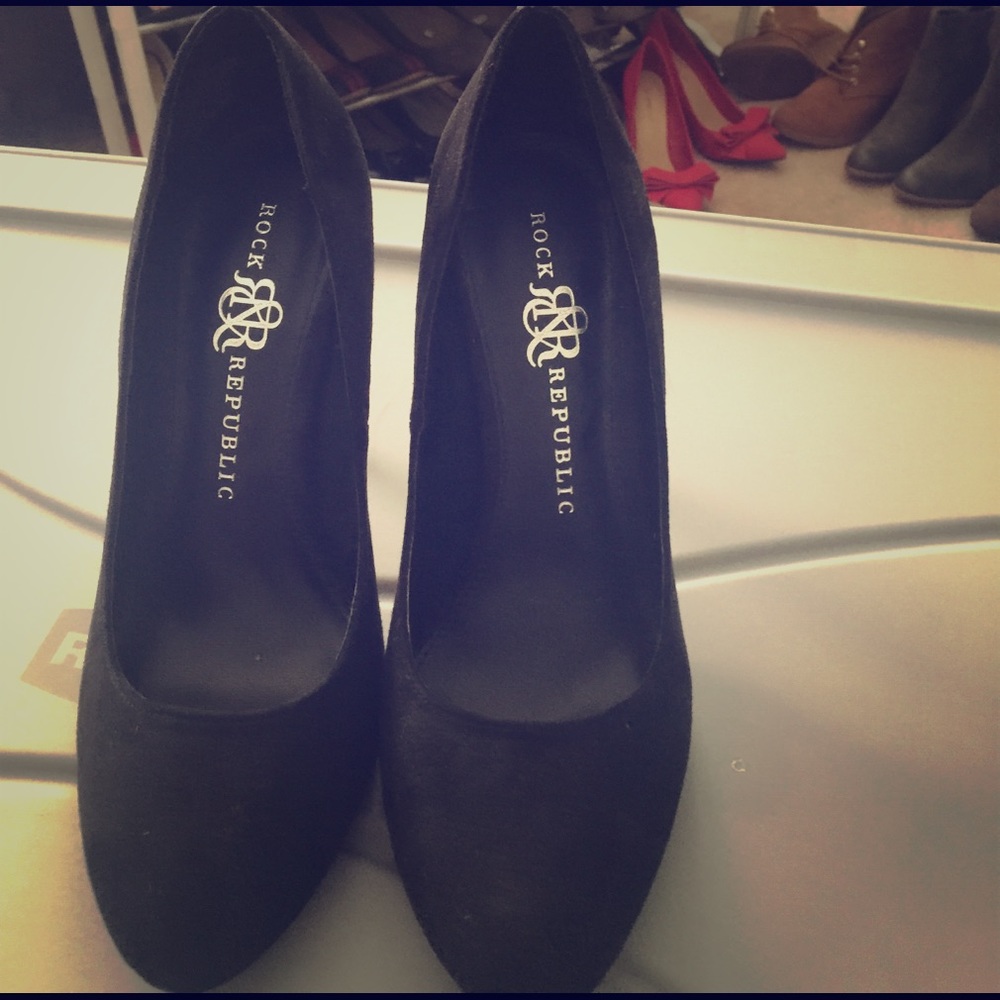 Black suede high heels