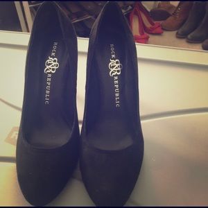 Black suede high heels