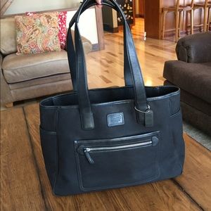 Black Coach diaper bag