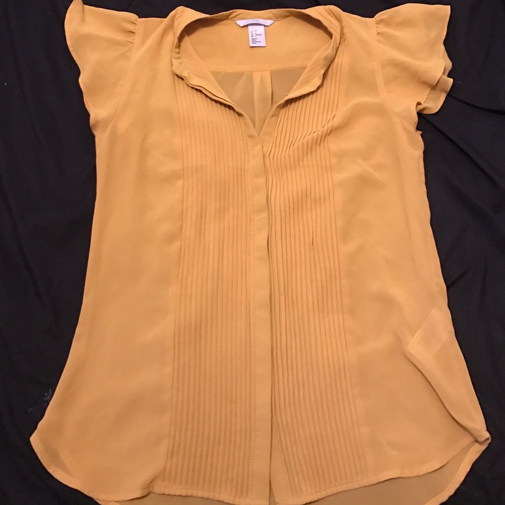 Mustard yellow semi sheer blouse