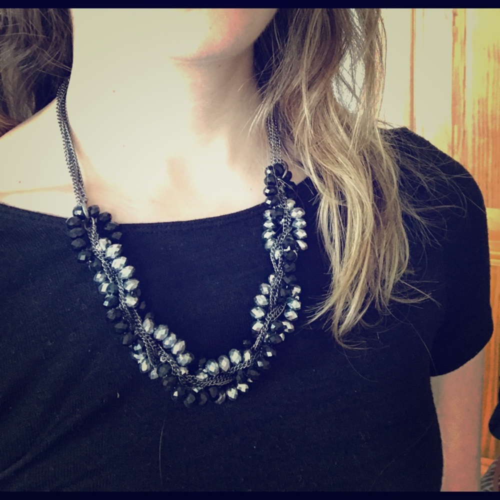 Black & Silver shiny statement necklace