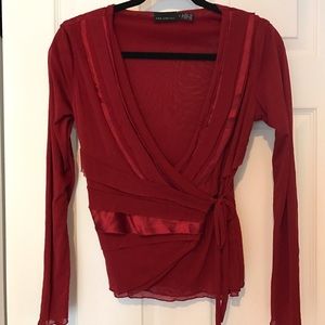 Red long sleeve Limited wrap blouse