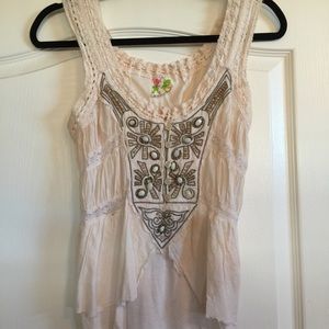 Free people Pink/coral beaded top