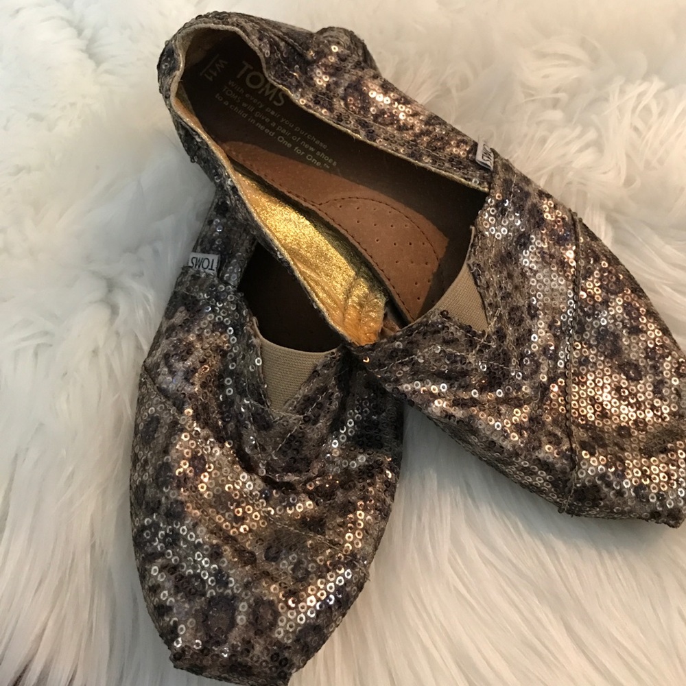 Sparkly Leopard Toms Sz 11