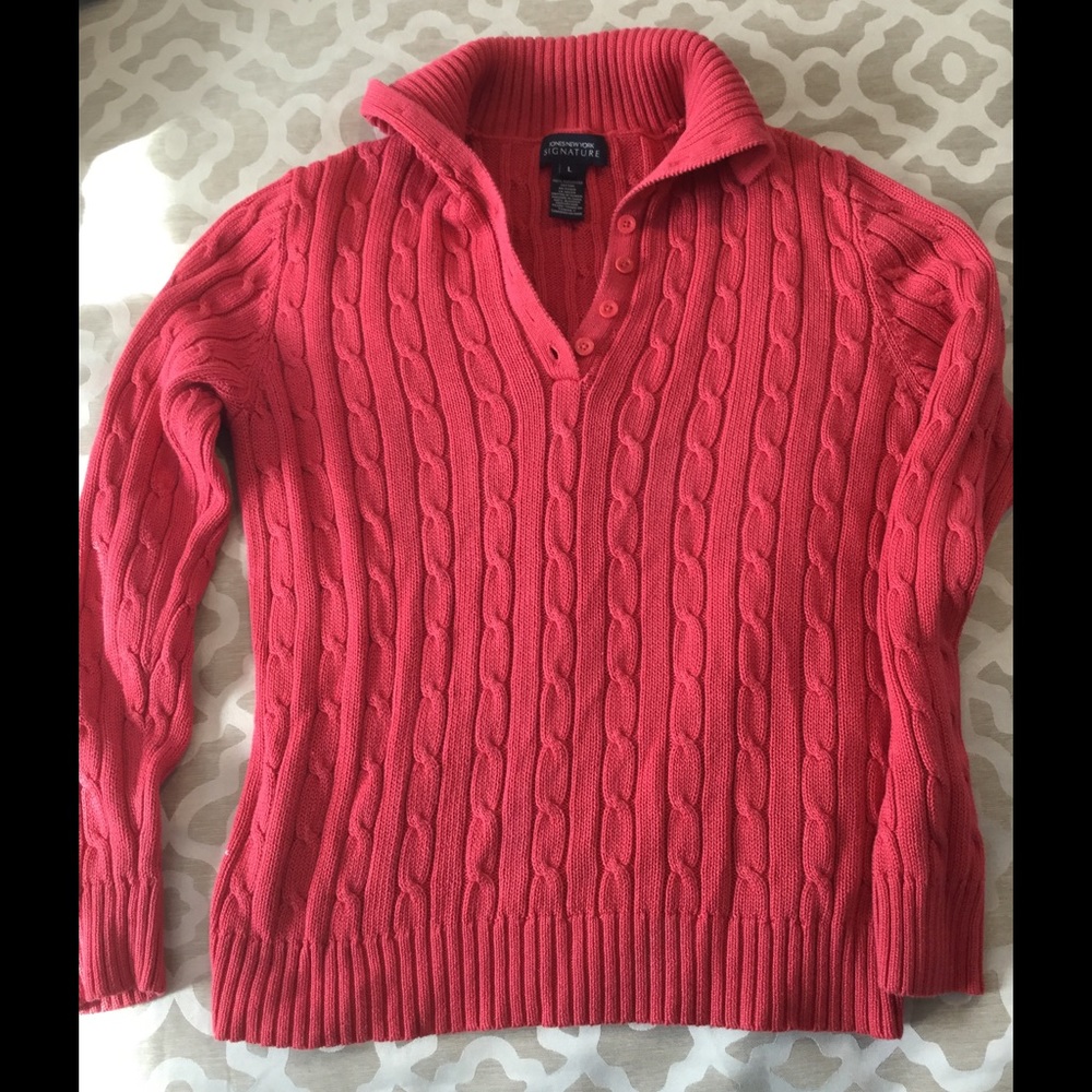 Jones NY Cable Sweater in Gladiola size L
