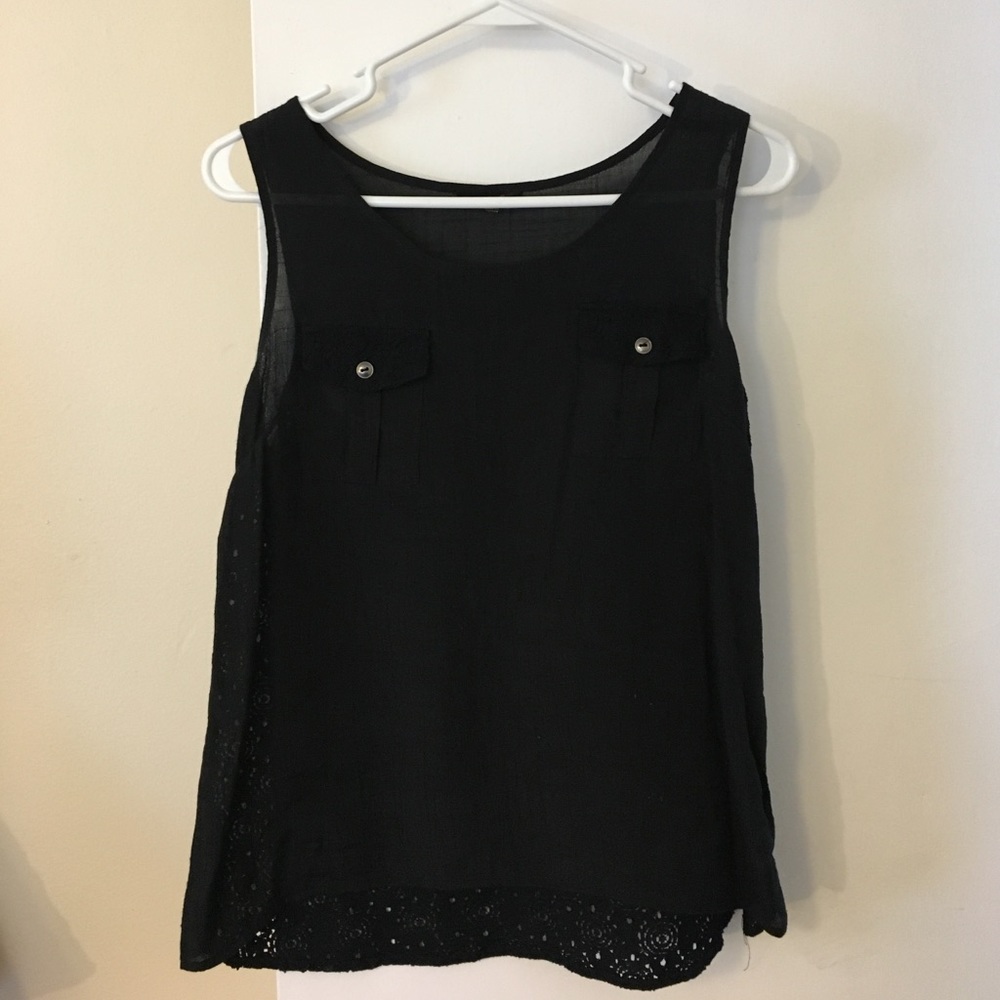 Black sleeveless top
