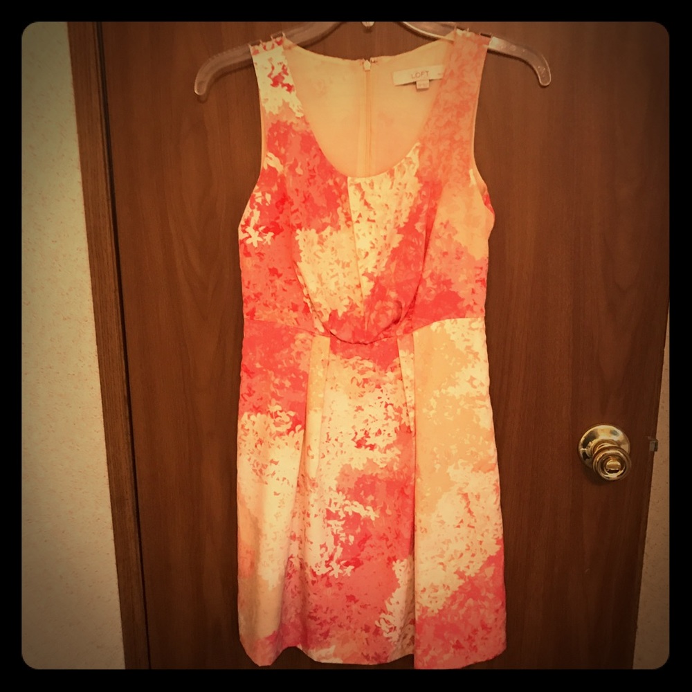 Pink Ann Taylor loft floral silk dress