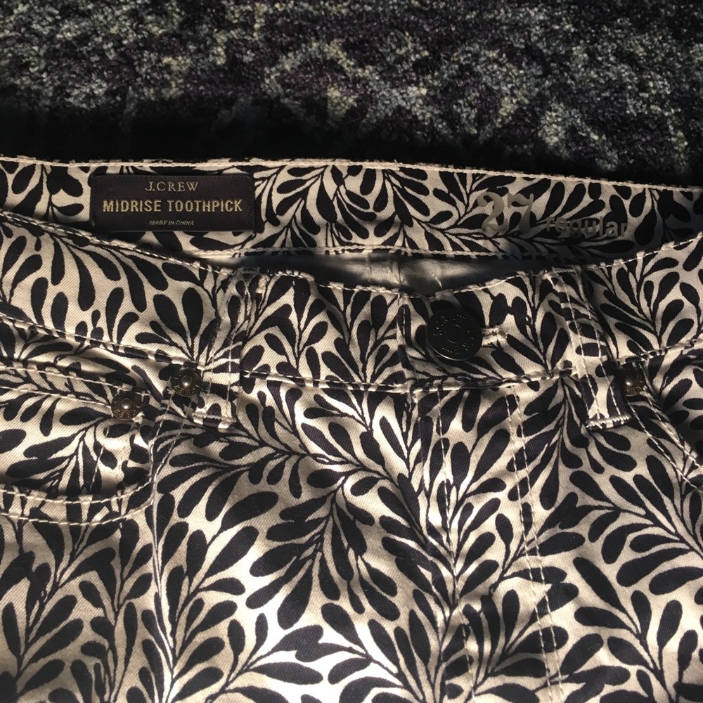 Jcrew Patterned Midrise Toothpick Jeans