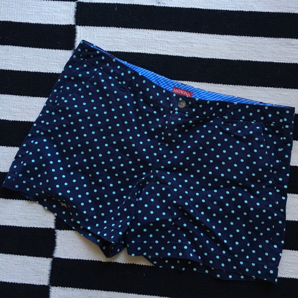 Navy and mint green polo dot shorts