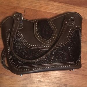Montana West Brown Leather Concealed Carry Purse