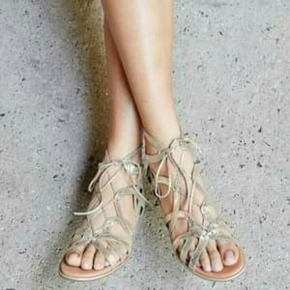 Garnet Hill Gentle Souls gladiator sandals gold