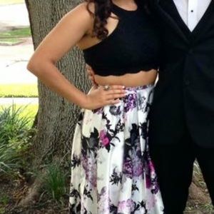 Two Piece Floral Prom Dress