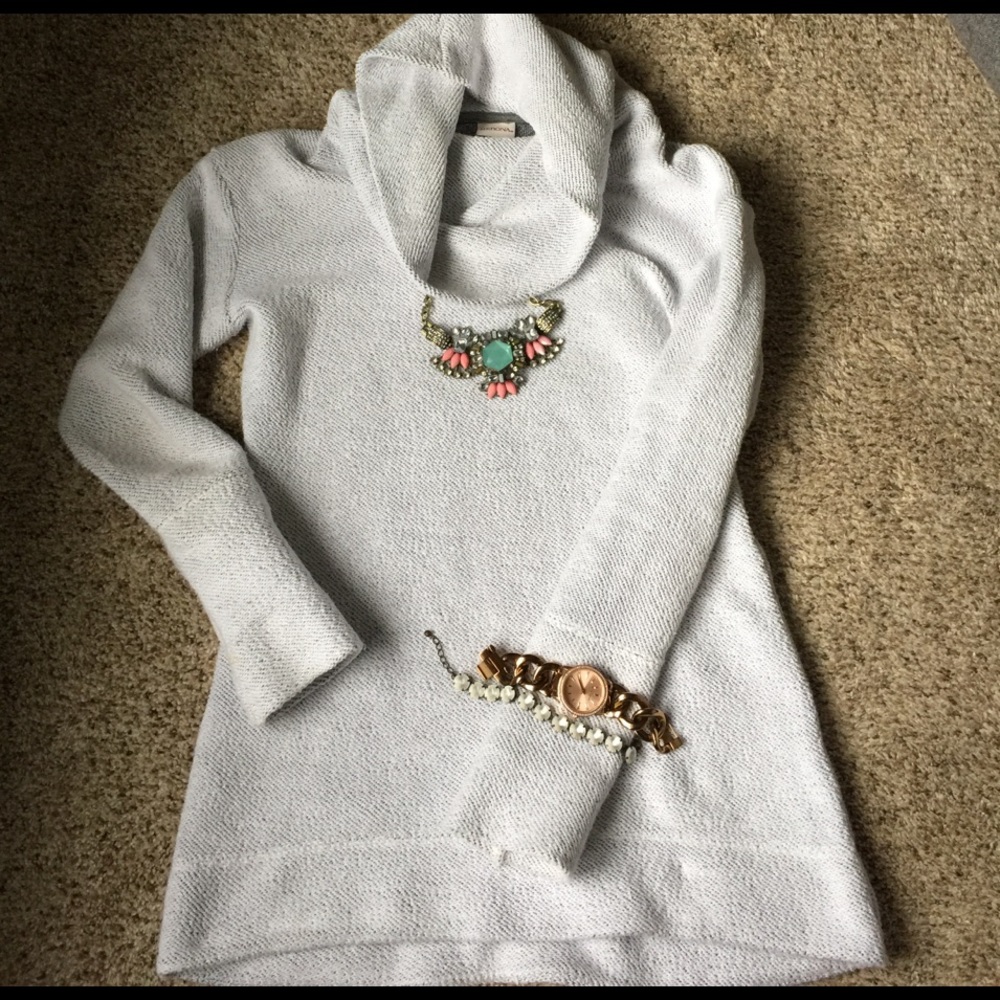 Tunic length cowl neck top