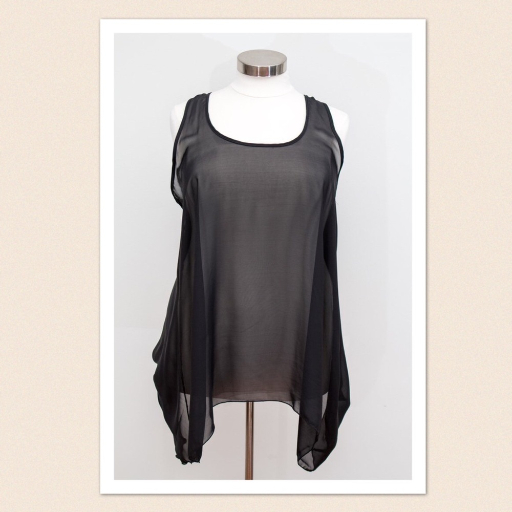Fashion To Figure Sheer Black Hi-Lo Tank