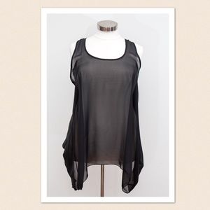 Fashion To Figure Sheer Black Hi-Lo Tank