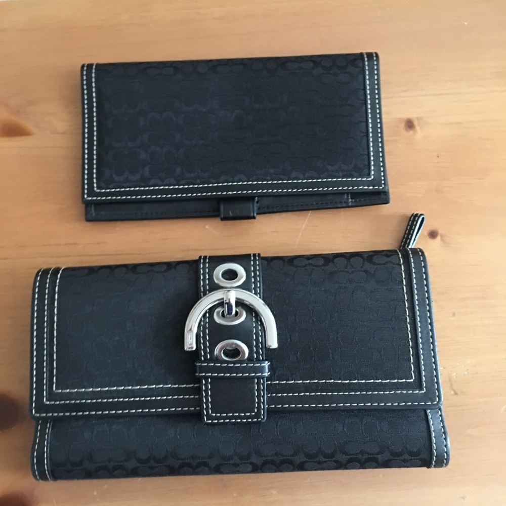 Black coach wallet with check book insert