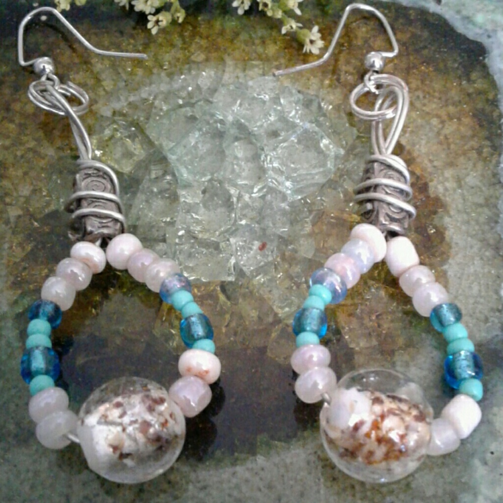 Handmade Wire Wrapped Dangling Earrings