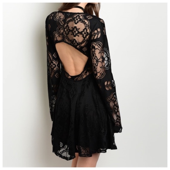 ✨ Gorgeous Bell Sleeved Lace Dress - Picture 2 of 3