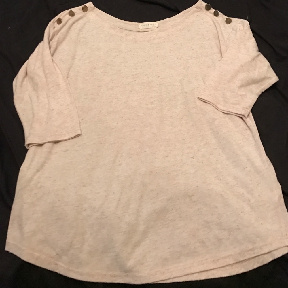 Cream heathered studded top