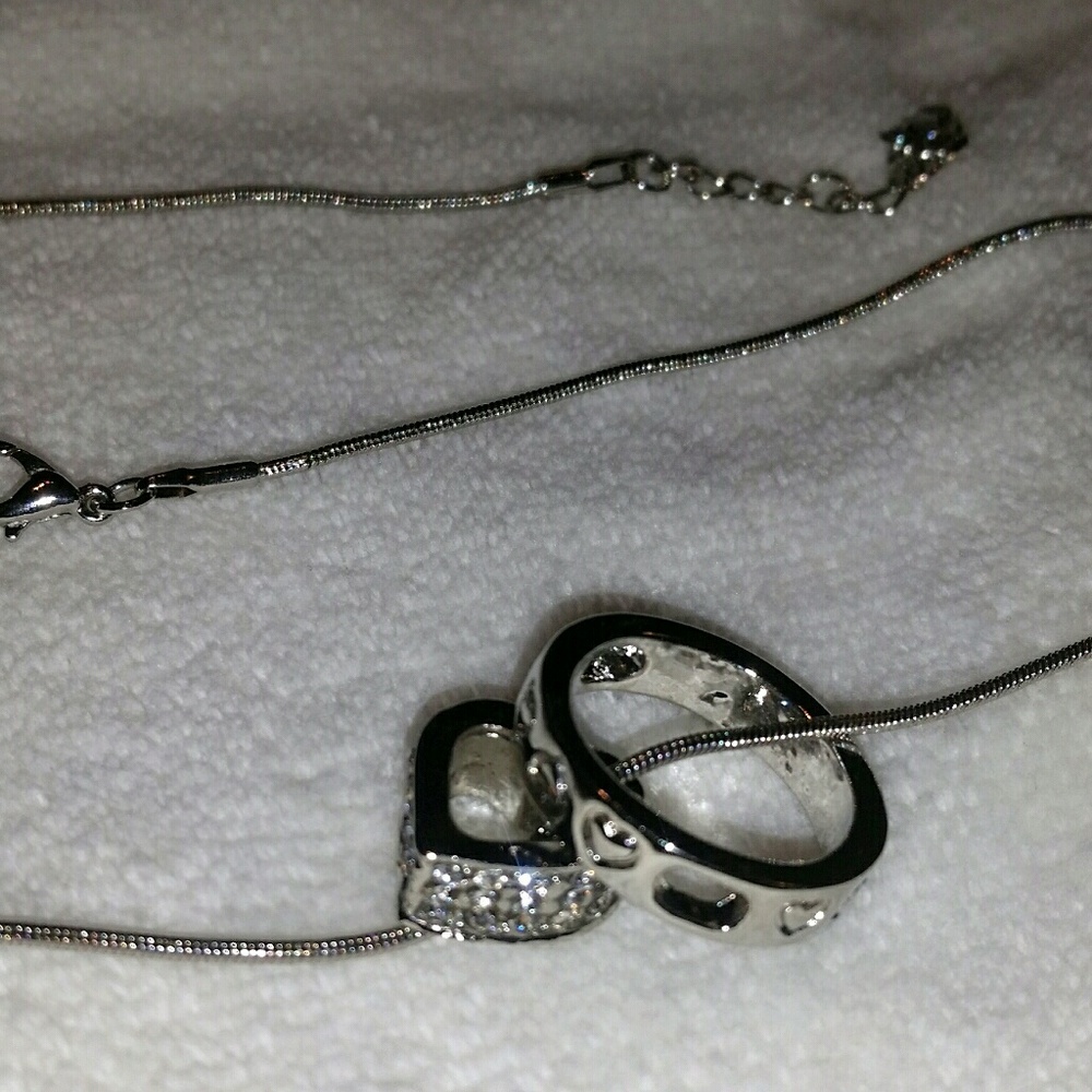 Silver necklace 2 hearts